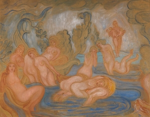 Les Baigneuses [Lignes Courbes et Ondulées] [The Bathers Curved and Wavy Lines] [1916] by James Ensor [1860–1949]